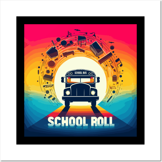 Silhouette Of A School Bus, School Roll Wall Art by Vehicles-Art